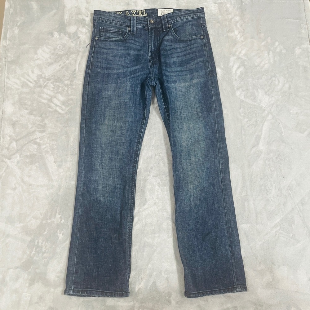 TK Axel Jeans Mens 32x32 Slim Bootcut Blue Excellent Stretch Dark Wash Denim
